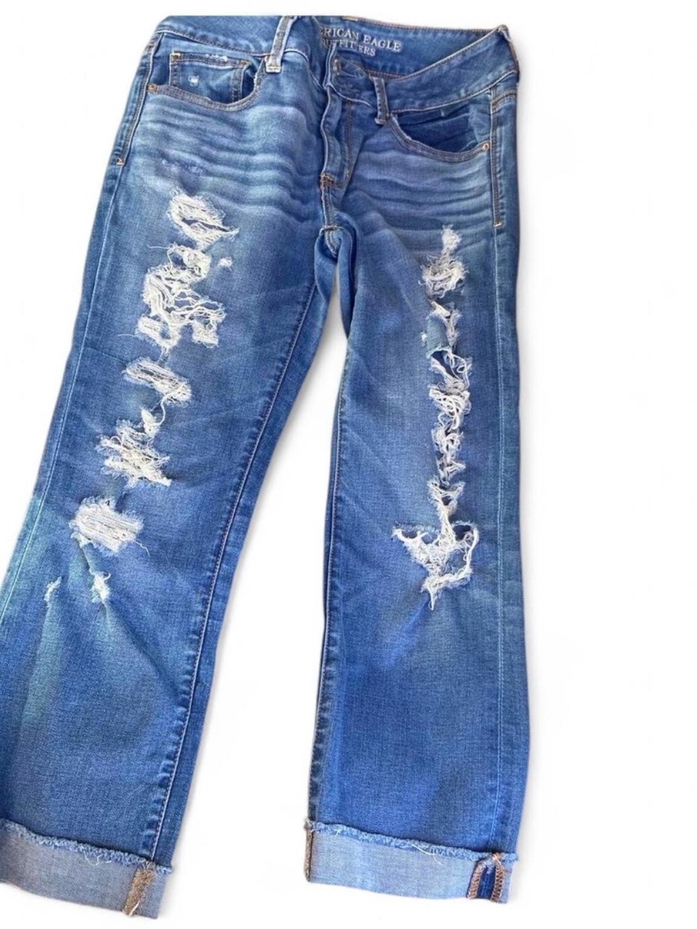 American Eagle Outfitters Distressed Blue Boyfriend Jeans